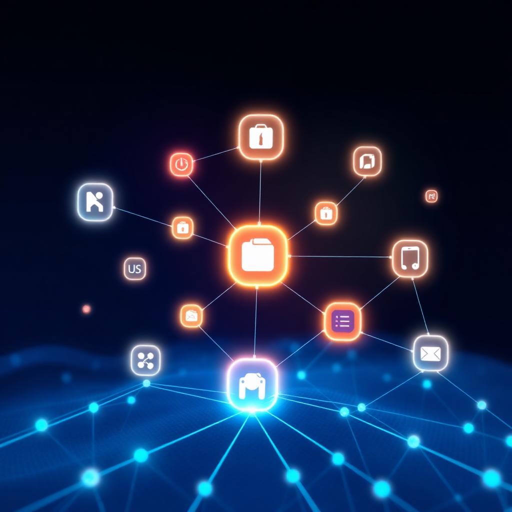 Représentation d'un agent IA connecté à plusieurs outils logiciels via un réseau
